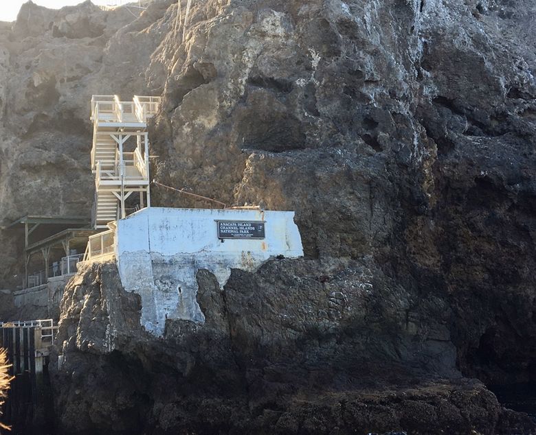 The entrance to one of the Channel Islands from the boat