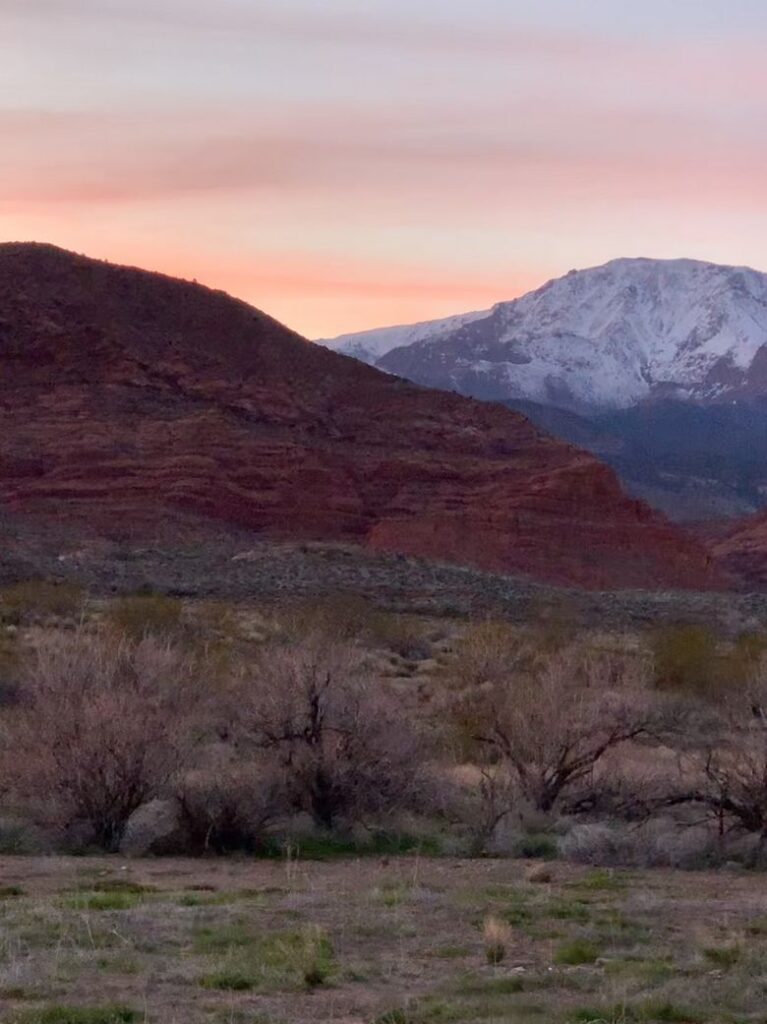 Sunset at Red Cliffs Recreation Area, Utah on our Epic Road From Los Angeles to Zion