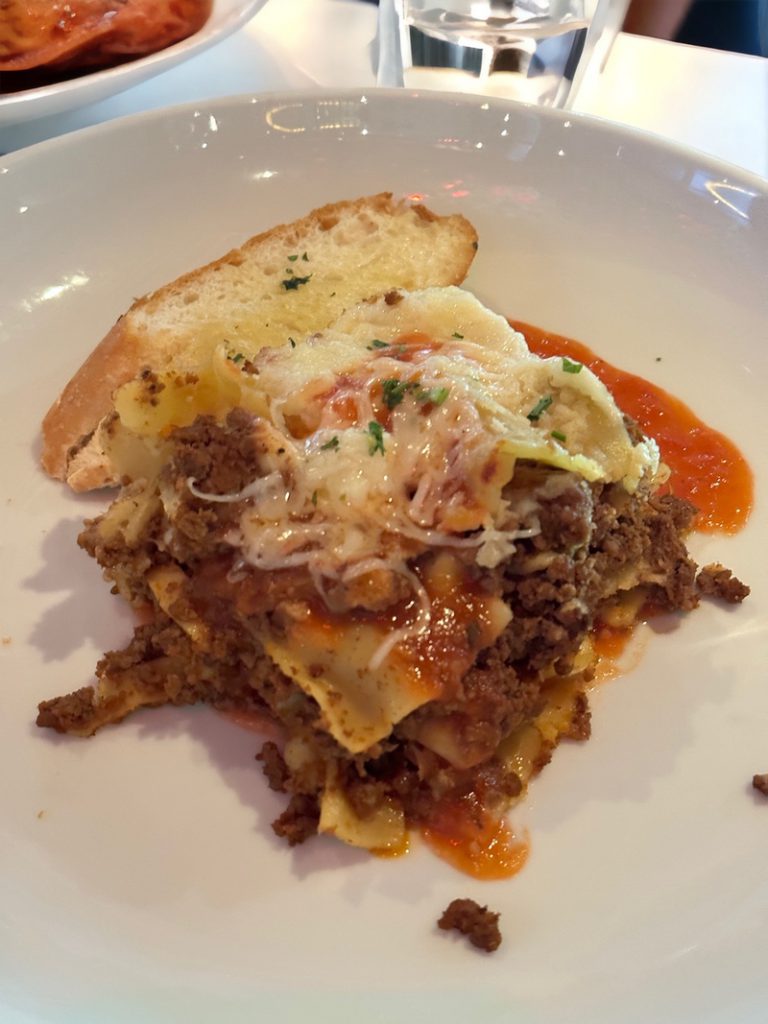 Cruise dining:lasagna